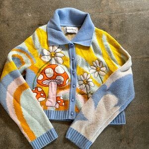 House of Sunny happy mushroom cardigan size small
